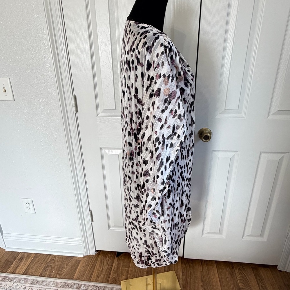 Umgee 1X/2X Leopard Print Kimono Duster Cardigan Boho Plus Size - Picture 4 of 5